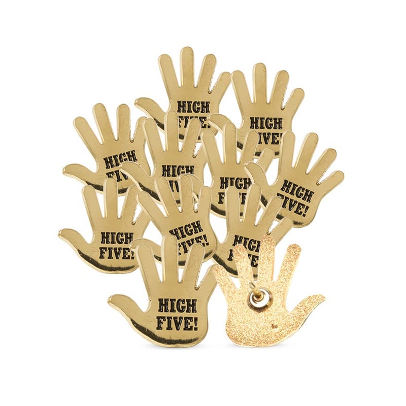 Trainers Warehouse High Five Appreciation Cards with Attached Lapel Pins â€“ Set of 10 | Team Building Gifts for Employees, Nurse Appreciation Gifts, Awesome Kudos for Colleagues, Recognition & Thank You - Image 1